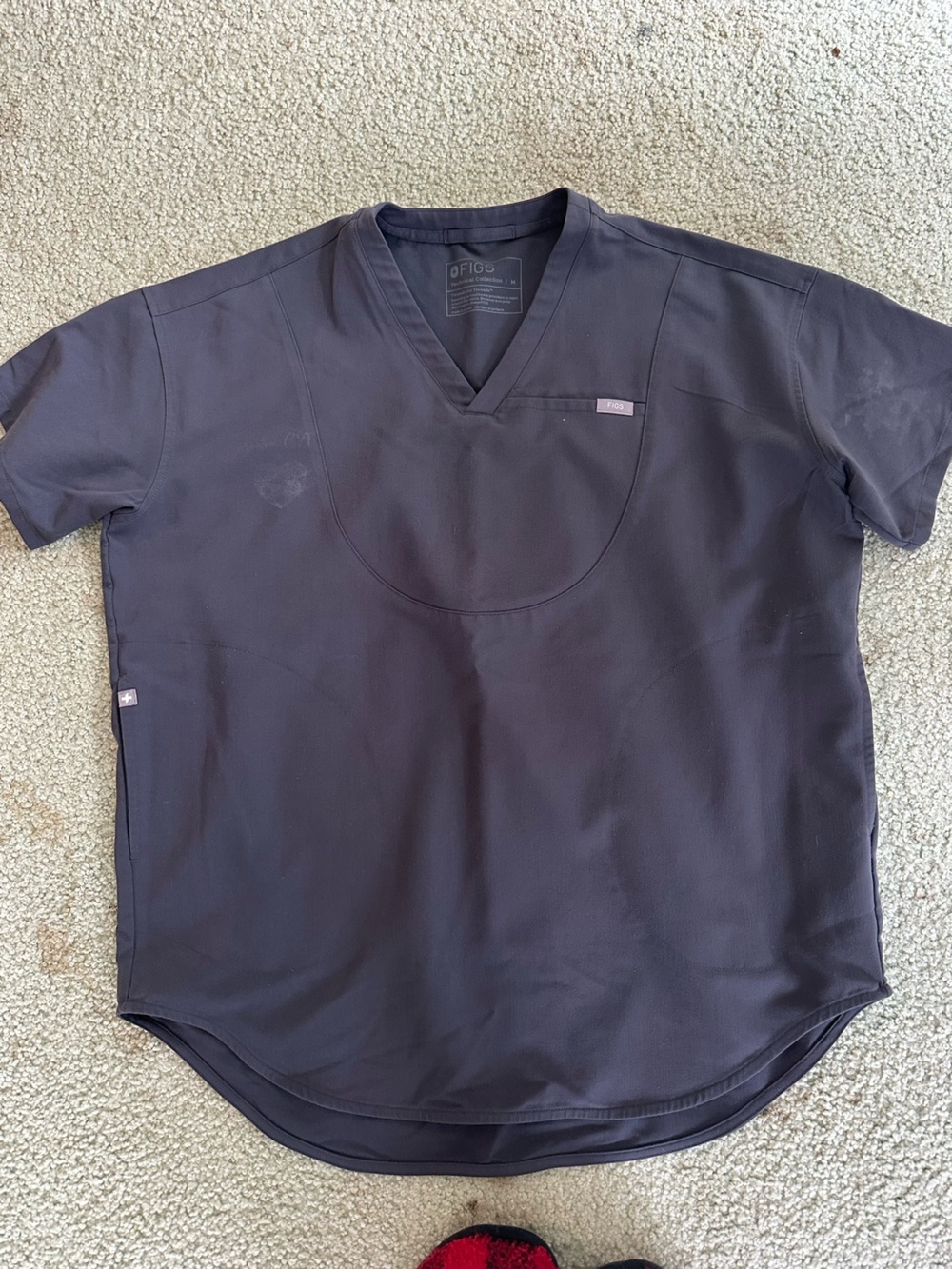 FIGS CHARCOAL Oversized Halle Tunic Scrub Top- SIZE MEDIUM